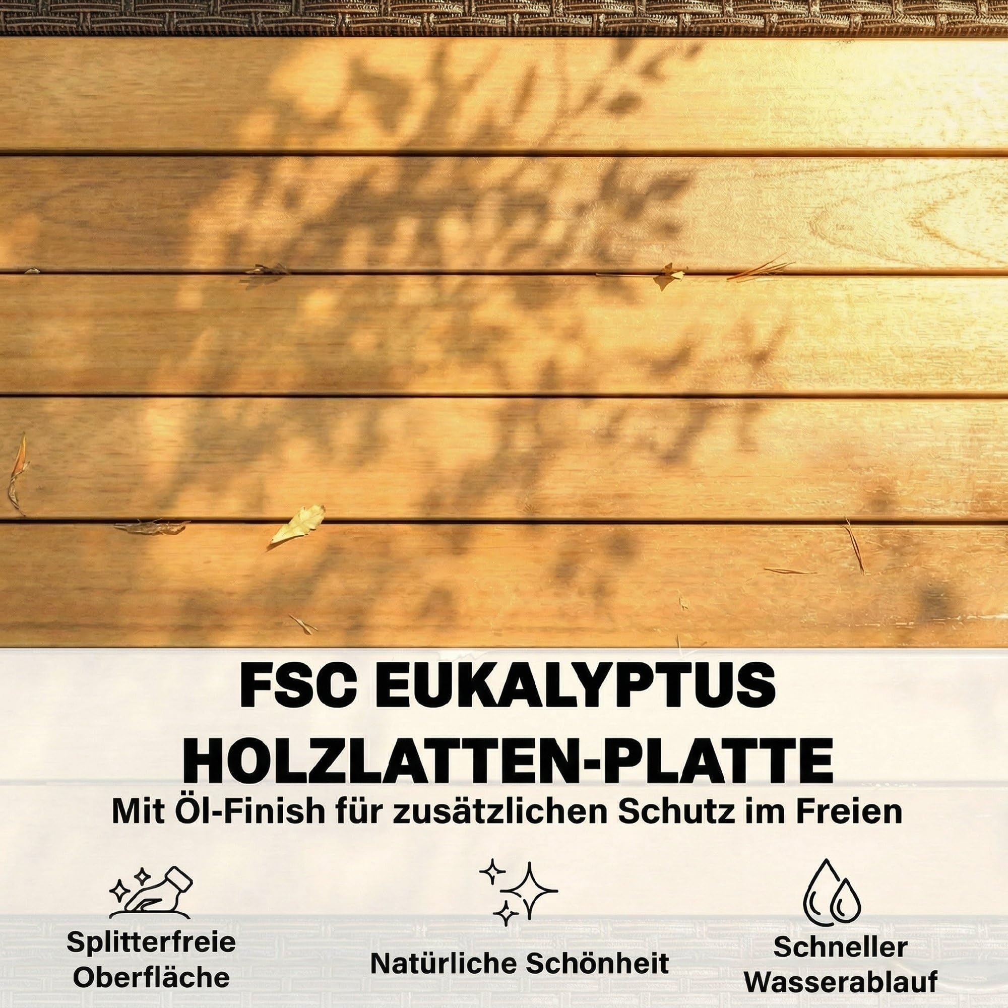 Outsunny Chariot de service en rotin avec plan de travail en bois d'eucalyptus FSC, compartiment de rangement, roulettes, poignée latérale, chariot de bar, chariot de barbecue, chariot d'appoint pour