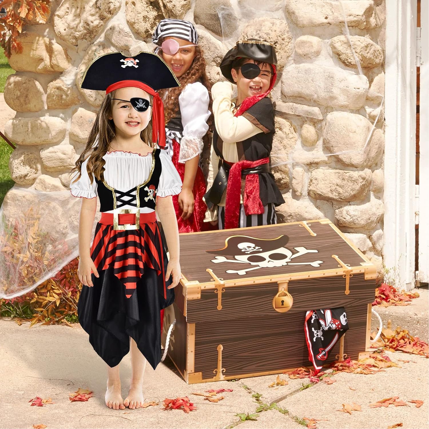 Miniatura 8 de Tacobear Kids Pirate Costume Girls Halloween Dress Up Cosplay Role Play Set with Hat Toy Accessories