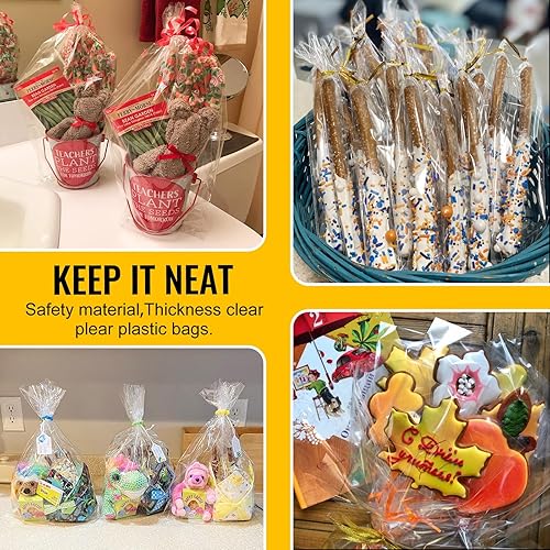 Miniatura 4 de MORIDA 200 bolsas de celofán de 5 x 7 pulgadas, bolsas de celofán transparentes, bolsas de regalo para tartas, bolsas de caramelos, bolsas de