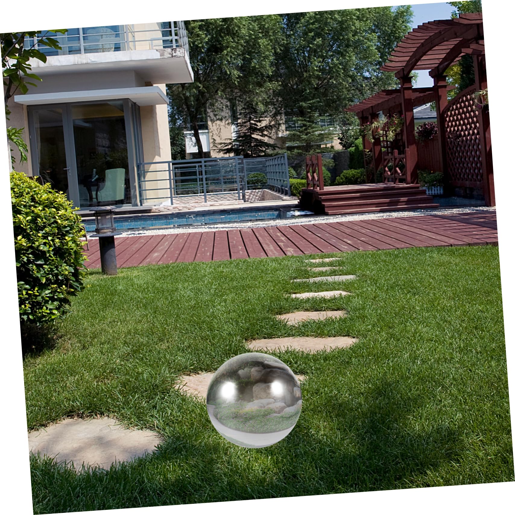 HANABASS Reflective Hollow Ball Stainless Steel Gazing Globe for Photography Prop Garden Decor