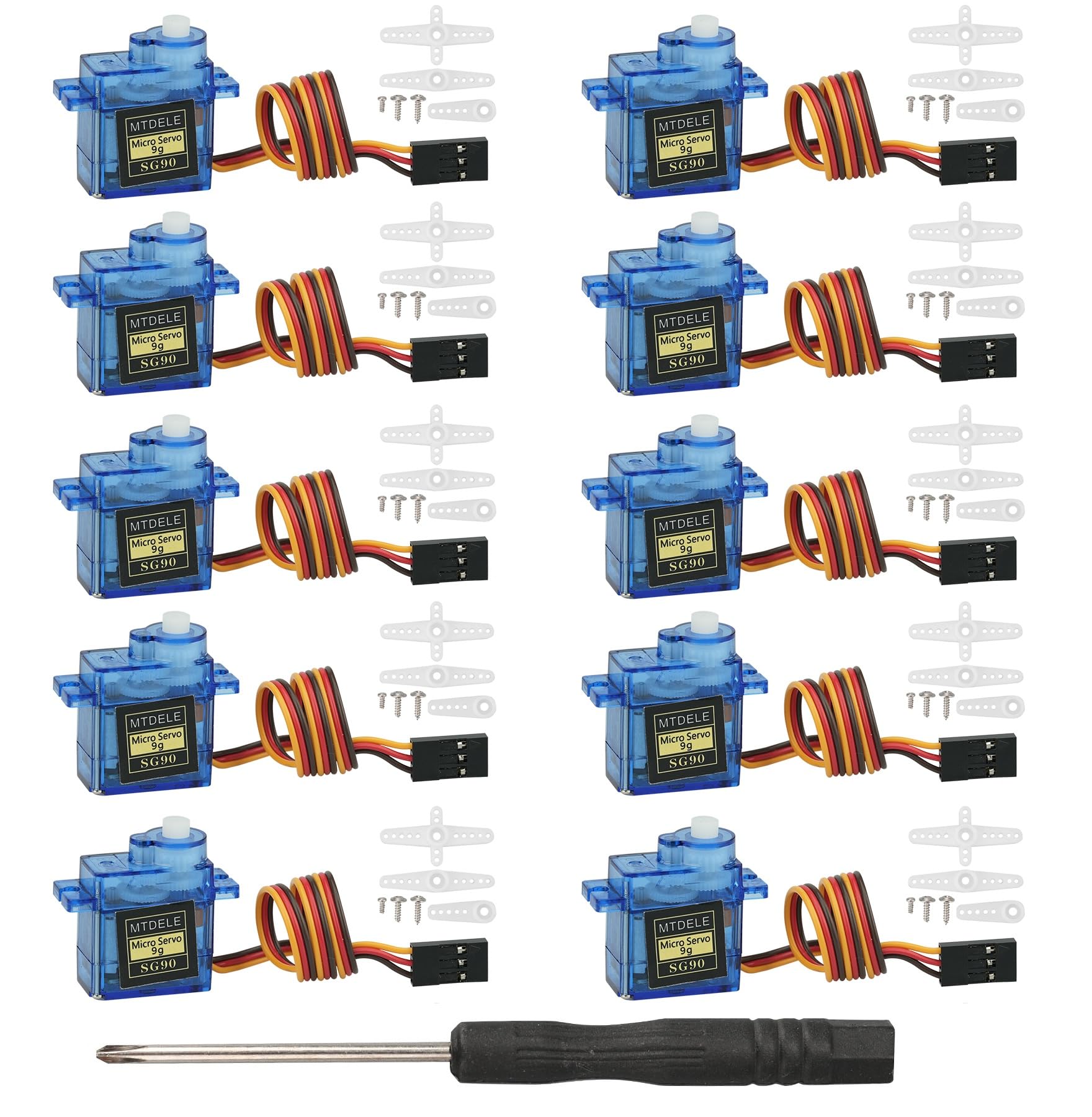 MTDELE 10Pcs SG90 9G Servo Motor Compatible with Arduino Raspberry Pi Robot DIY