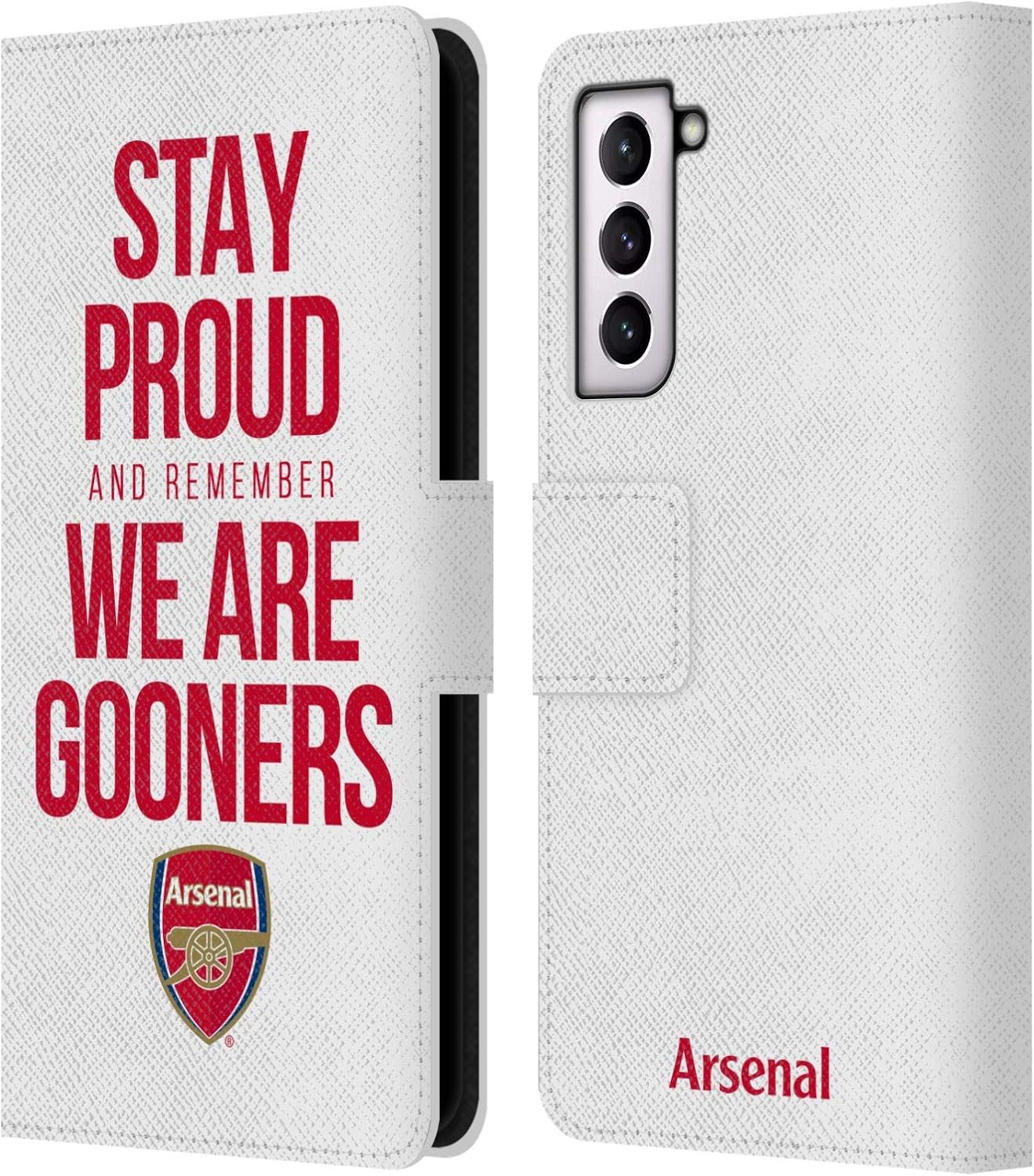 Head Case Designs Officially Licensed Arsenal FC Stay Proud Gunners Leather Wallet Case Compatible with Samsung Galaxy S21 5G