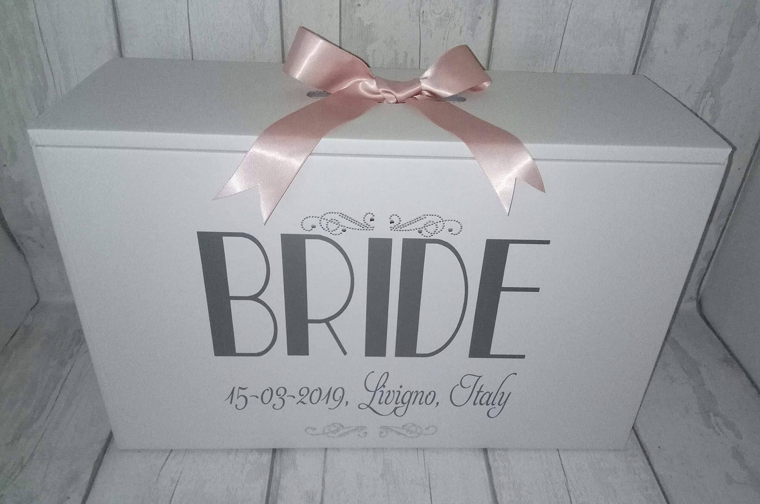 Wedding Dress Box, Wedding Dress Travel Box, Airline Box, Bride with Diamante scrolls
