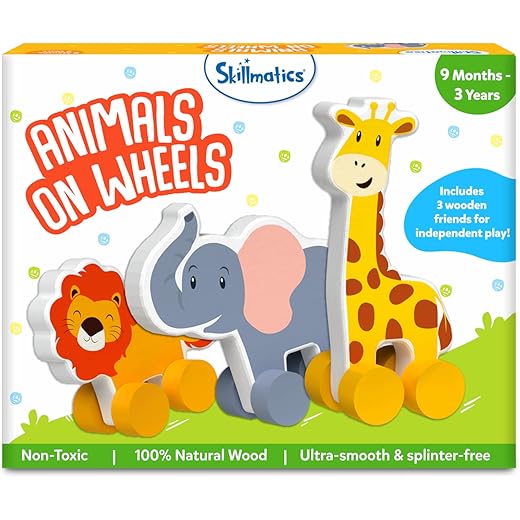Skillmatics Wooden Animal Toys on Wheels