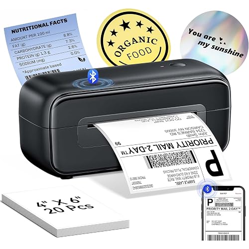 Phomemo 246SBT Shipping Label Printer- 4x6 Bluetooth Thermal Printer, Black