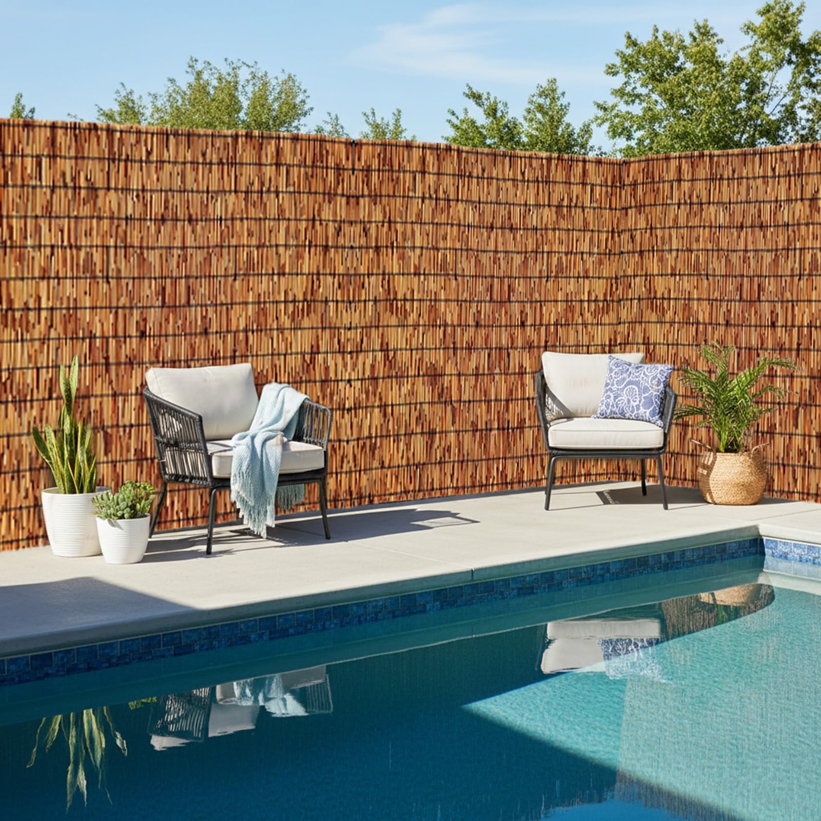 Naturel Canisse en Roseau, Brise Vue Jardin for Extérieure/Terrasse/Piscine/Toit/Cour, Occultant Canisse Clôture, Décorative Palissade Jardin Exterieur(Brun,H120cmxL900cm)