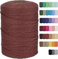 Vista 35 de Cuerda de macramé de algodón de 3 mm, 328 yardas, suministros de macramé de color natural, cuerda de algodón suave para colgar plantas, colgador