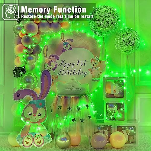 Miniatura 4 de Luces verdes de Navidad de 100 pies para exteriores, 300 luces LED para dormitorio, luces de árbol conectables, enchufables, 8 modos, luces de hadas