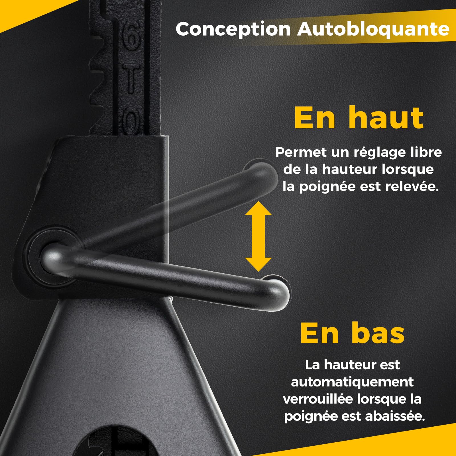 GOPLUS Lot de 2 Chandelle Voiture Jusqu'à 6 Tonnes, Chandelles Hauteur Réglables 360 à 585mm, Cadre en Métal avec Levier, Supports pour Garage, Voiture, SUV, Camionnette, Camping-Car