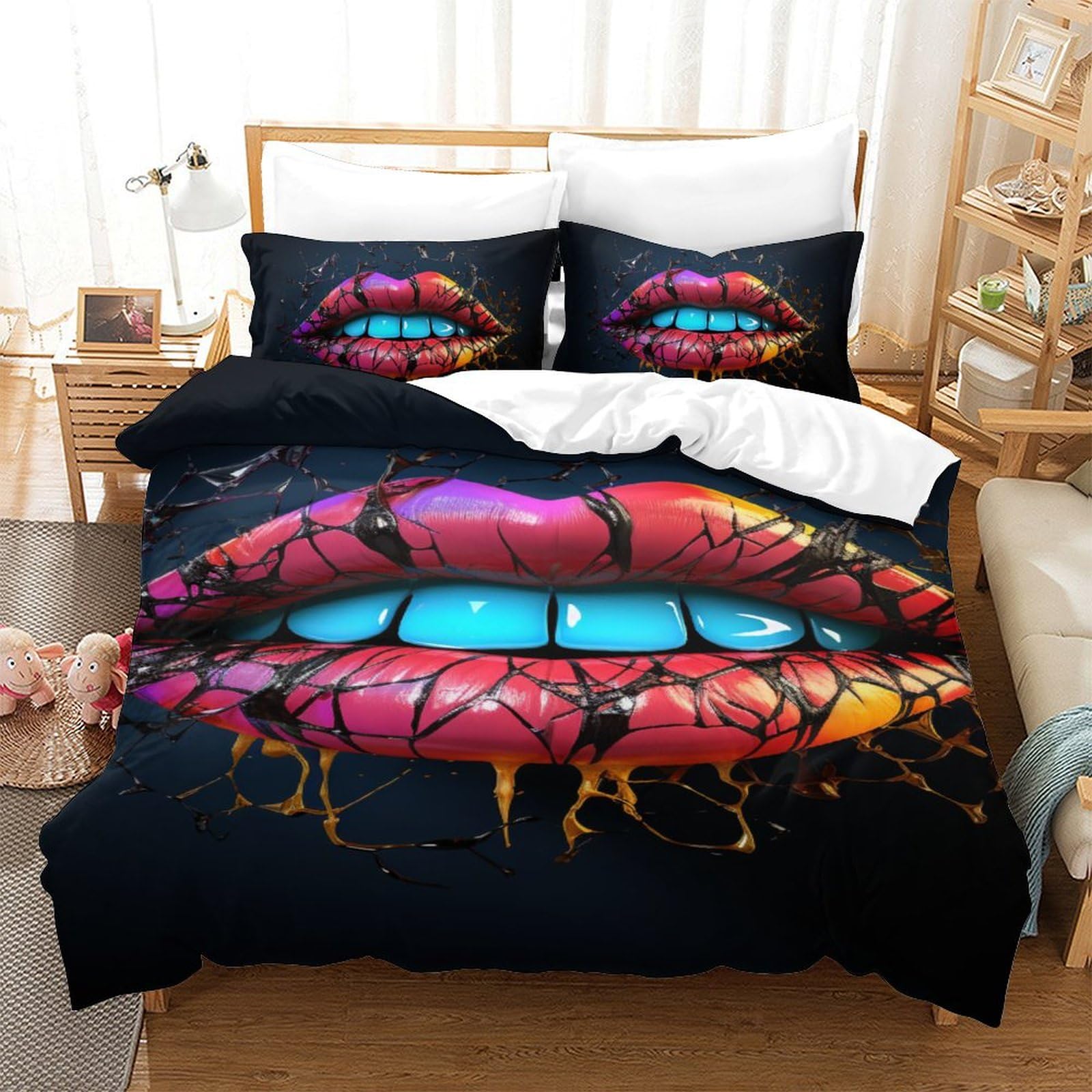 Housse de couette 3D lèvres 140x200 transformez votre chambre en un cocon de douceur moderne