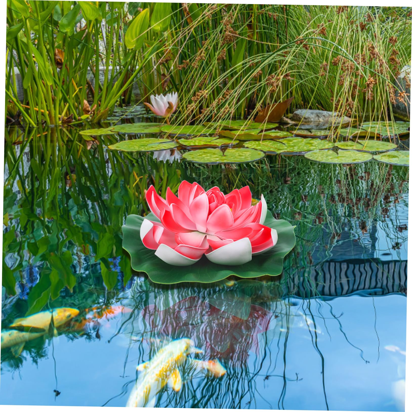 Amazon.co.jp: RUNROTOO 1個 リリーパッド 偽の蓮の花 造花の蓮の花 泡