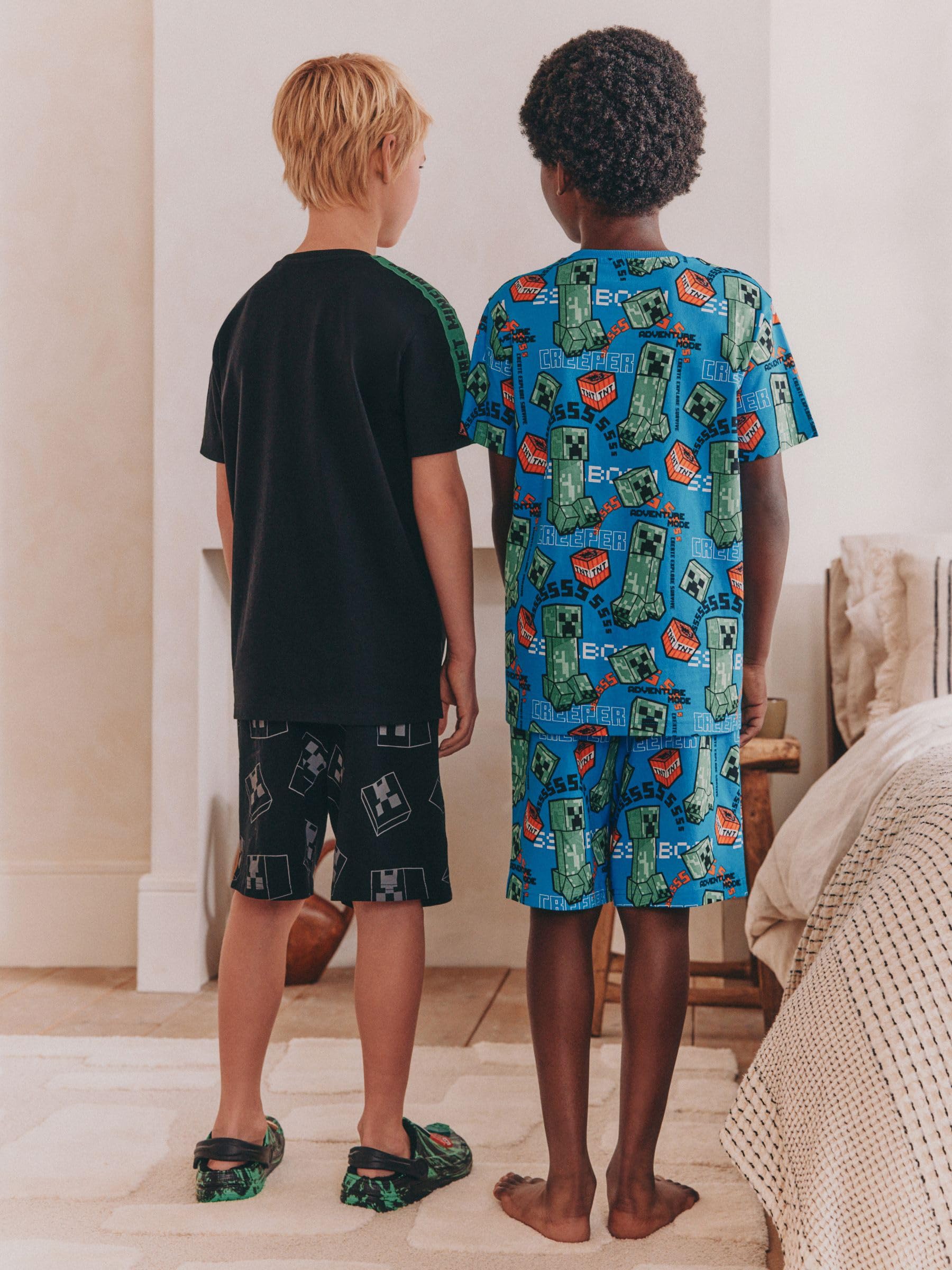 NEXT Garçon Pyjama Short Minecraft sous Licence, Lot de 2