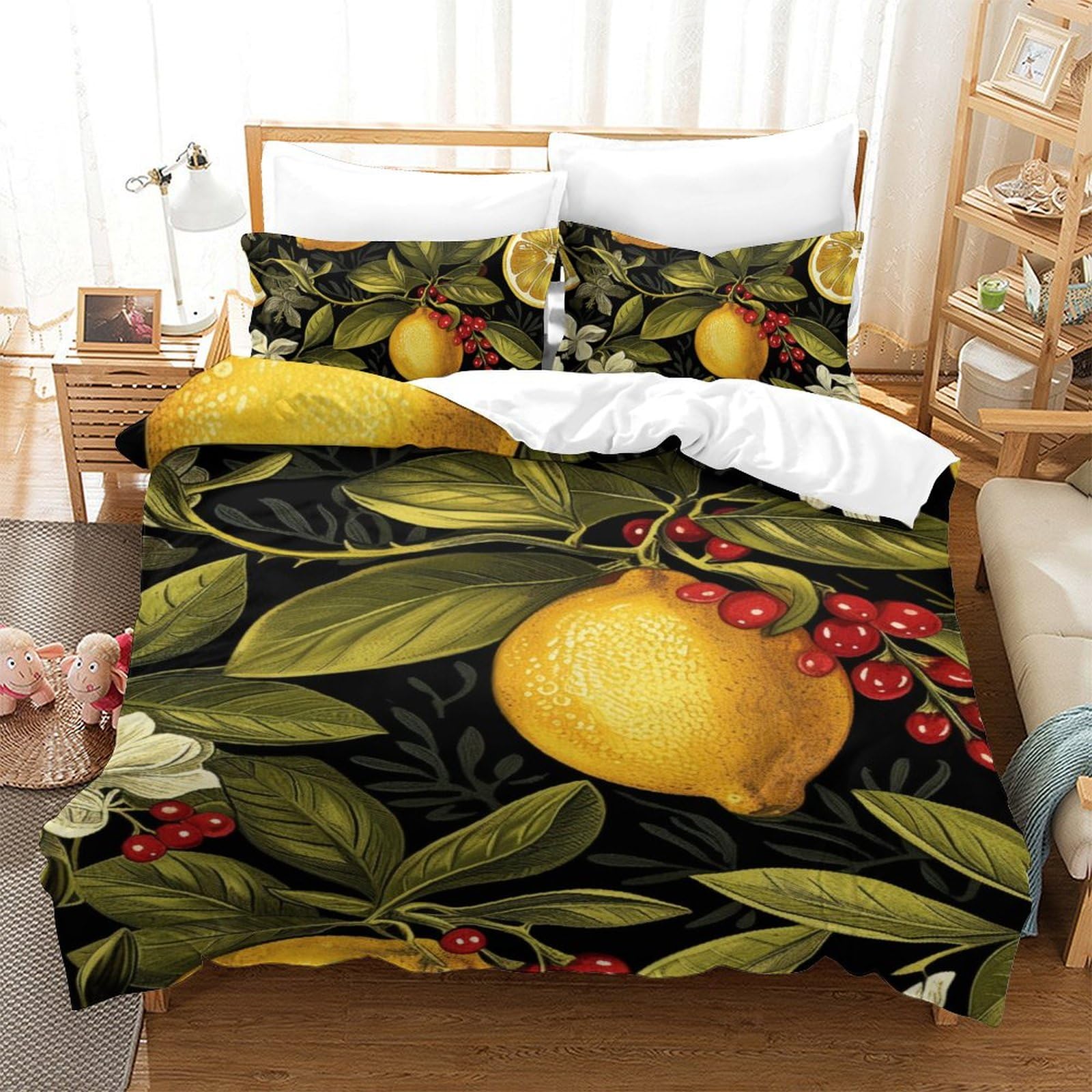 Parure de lit motif Citron 3D idéale pour illuminer une chambre d'ado ou d'enfant