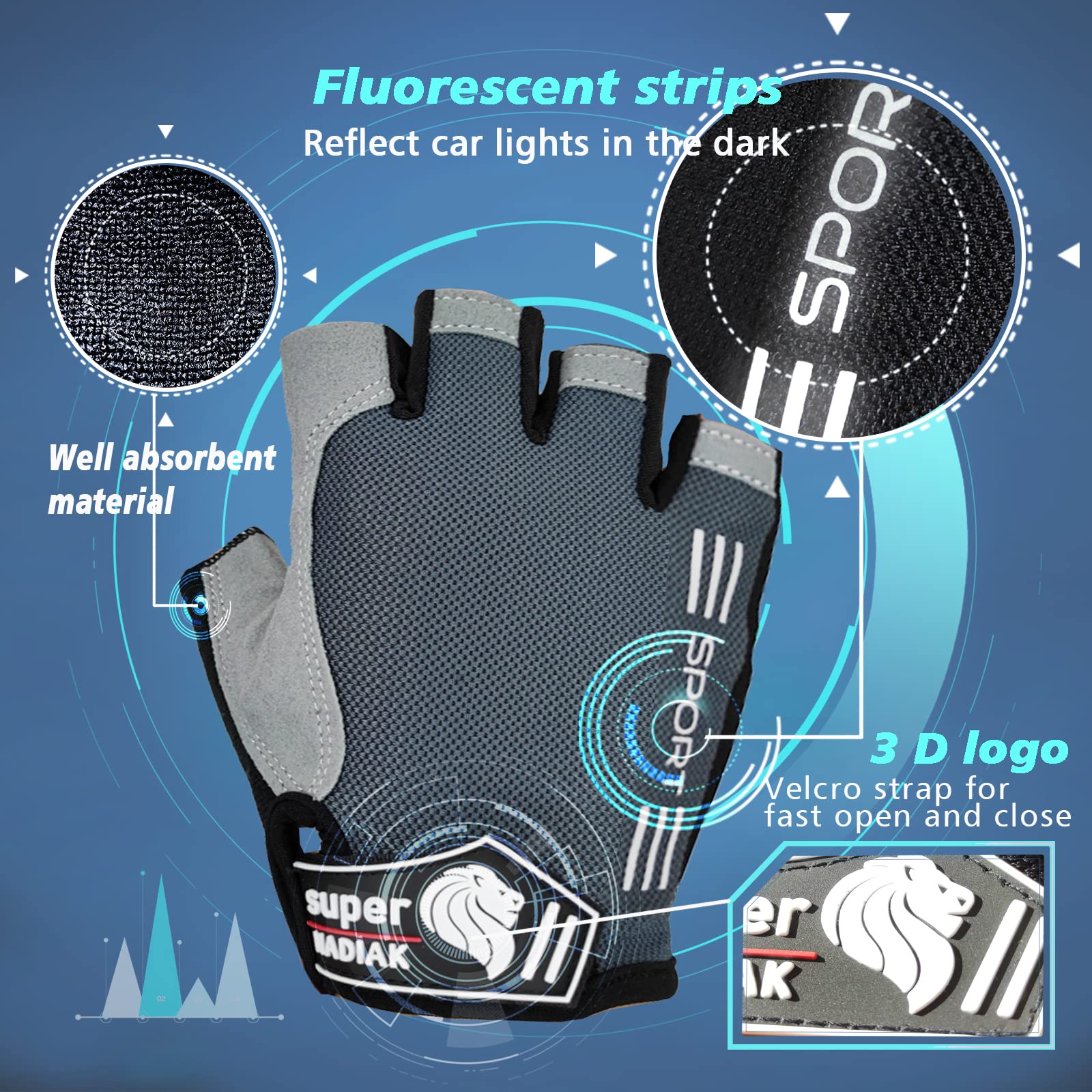 Gants de vélo-Gants Cycliste Half Finger-Accessoires de vélo-City Bike,Mountain Bike,BMX,Road Bike