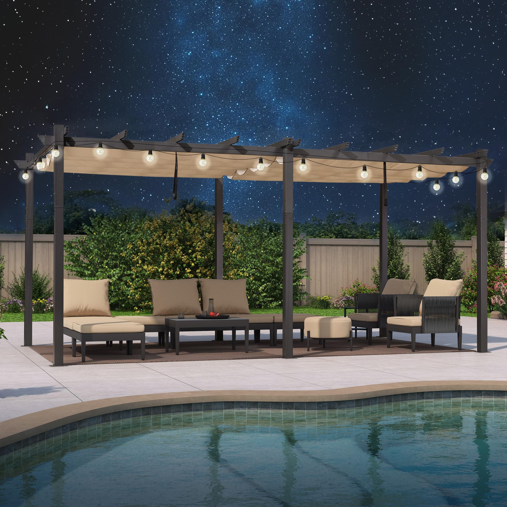 PURPLE LEAF Aluminium Pergola Wasserdicht Stabil Winterfest, Garten Pavillon mit Sonnenschutz Überdachung, UV-Schutz