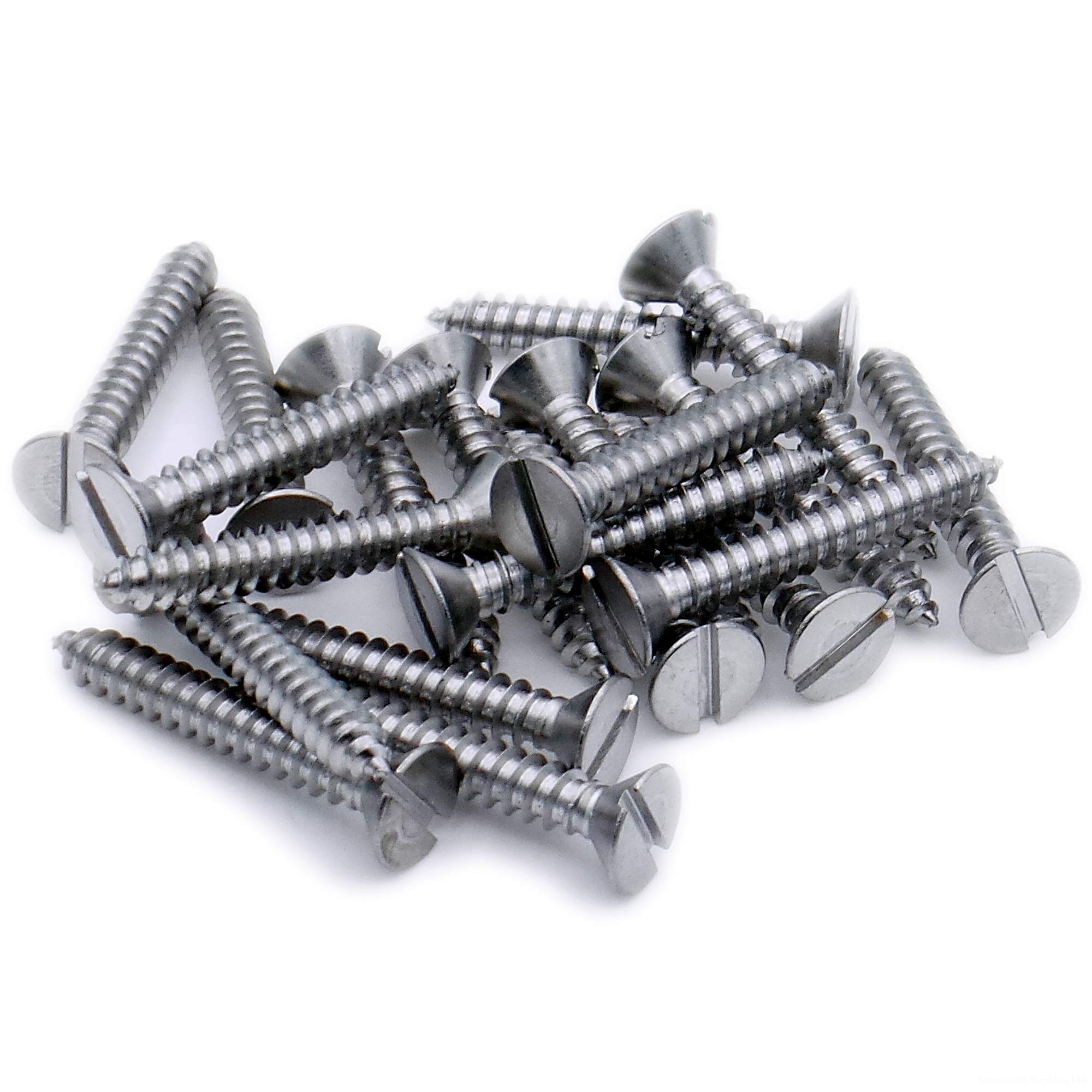 Singularity Supplies Silver No.12 X 0.5 (5.5Mm X 13Mm) Slot Countersunk Self-Tapping Screw - Stainless Steel (A2) (Pack Of 20)