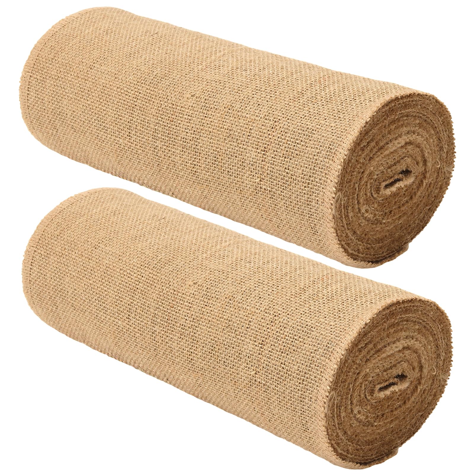 FUNSUEI 2 Rolls 30cm x 10m Natural Hessian Jute Fabric Roll - Rustic Burlap Table Runners Cloth for Upholstery, DIY Craft, Wedding Decoration, Collage