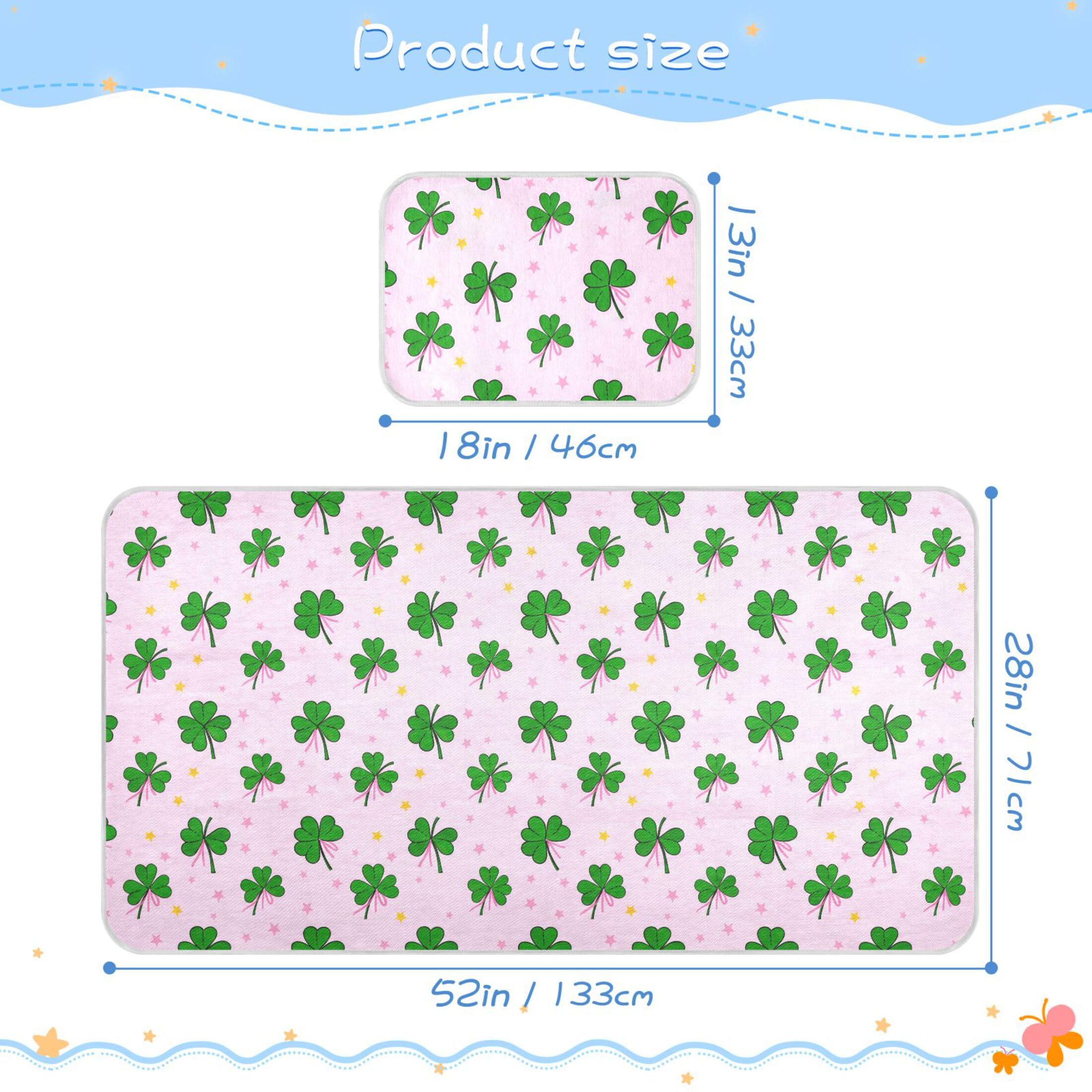 Takiito Green Leaf Clovers Baby Cooling Mattress Pad, Soft & Breathable Cooling Mat Keep Baby Cool in Summer 28x52 in, Nursery Essential