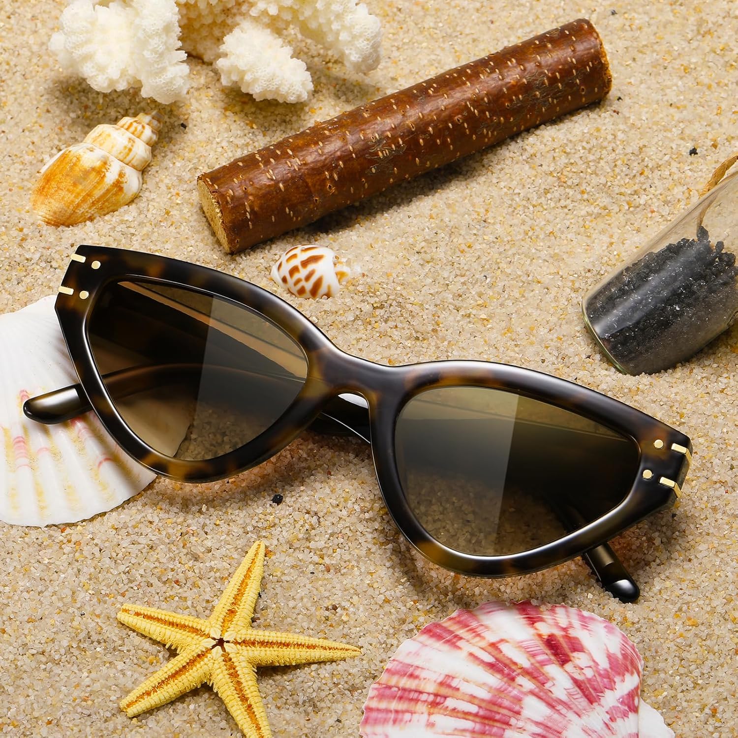 Cat Eye Sunglasses for Women Trendy Classic UV400 Protection Triangle Frame Cateye Sun Glasses - Image 4