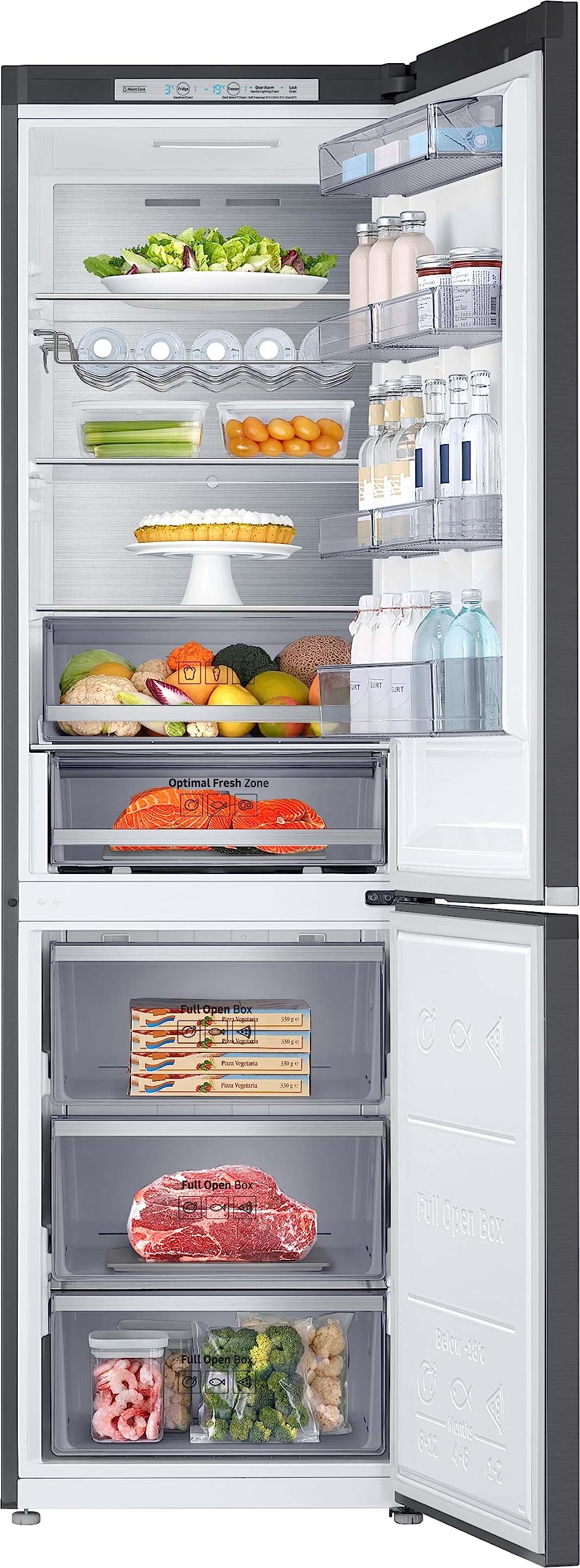 Samsung RL36R8739B1/EG Kühl-/Gefrierkombination, 202 cm, 357 ℓ, Kitchen Fit, Cool Select Plus, Grifflicht, Premium Black Steel