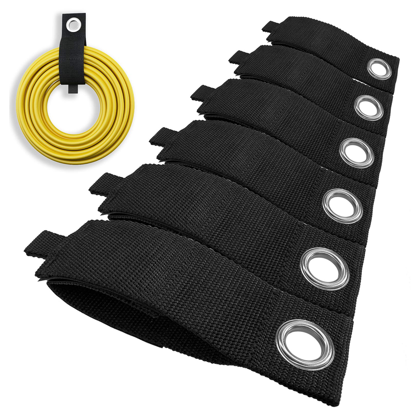 10 Pack Extension Cord Holder Organizer, Heavy-Duty Storage Straps, Hook and Loop for Garage Organization(6 Large+4 Small) - Black