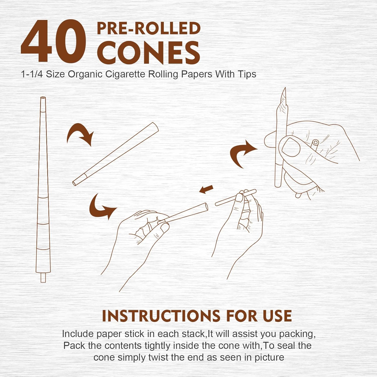 Scotte 40 Pre Rolled Cones 1 1/4 Size Organic Cigarette Rolling Papers with Tips (78mm/3inch) : Health & Household
