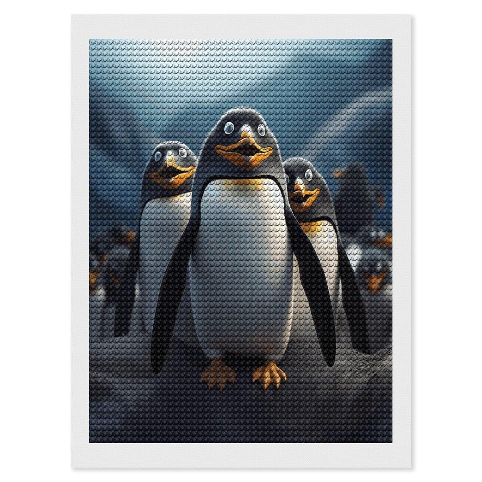 JTREHY Funny Penguins Diamond Art Kits Personalized DIY Round Diamond Painting Kits for Beginner Full Drill Diamonds Dots Paintings for Adults Gem Art Crafts Home Decor