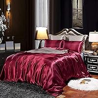 Vista 12 de Erosebridal - Juego de cama de satén de seda, reversible, funda de edredón para luna de miel, lujoso, suave, ligero, cepillado, para decoración