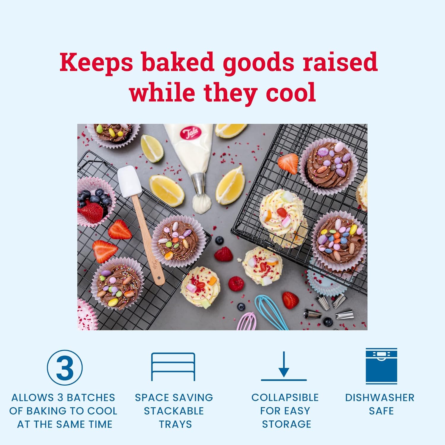 Tala 3 Tier Cake Cooling Rack Non Stick, Black