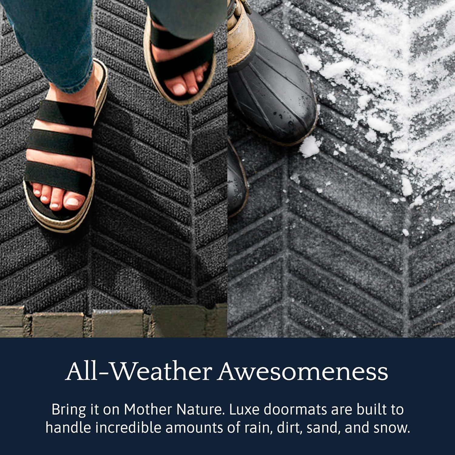 Matterly WaterHog Luxe in Vein Front Door Mat Indoor Outdoor Entrance, All-Weather Doormat with Rubber Backing, Dirt & Moisture Trapper, Low Profile & Easy Clean, Made in USA, 21.5"x70" Graphite