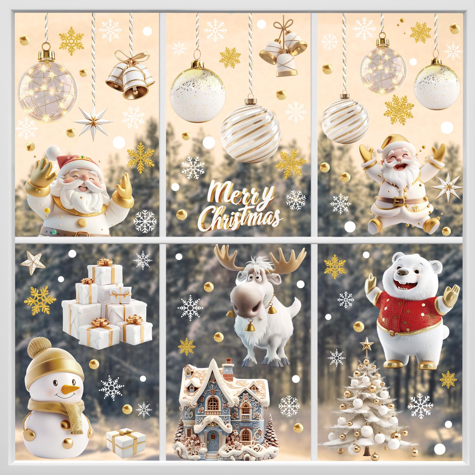 Noël Autocollants Fenetre, Flocons Décoration De Noël Fenetre Stickers