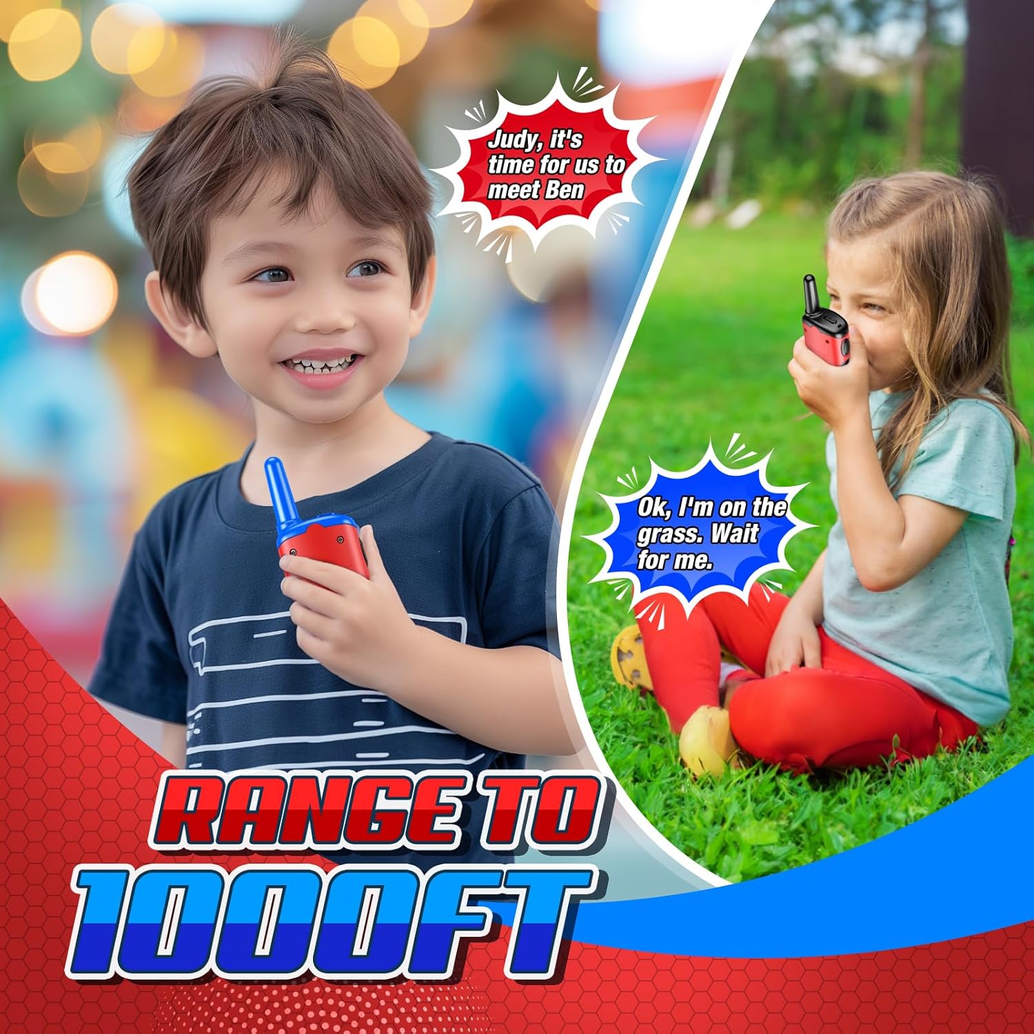Walkie Talkies for Kids Boys Rechargeable: 2 Pack Kids Walkie Talkies Outdoor Toys for 3 4 5 6 7 8 Year Old Boy Easter Birthday Gifts Basket Stuffers for Grandkids Age 3-8 Year Old Hiking Camping