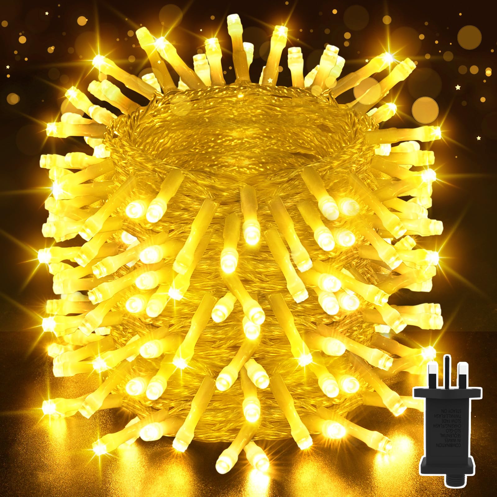 Isisyu Fairy Lights Plug in, 164Ft/50M 500 LED Waterproof String Lights Mains Powered, Warm White Christmas Lights Indoor Outdoor with 8 Modes, Timer, Memory for Garden Party Decorations