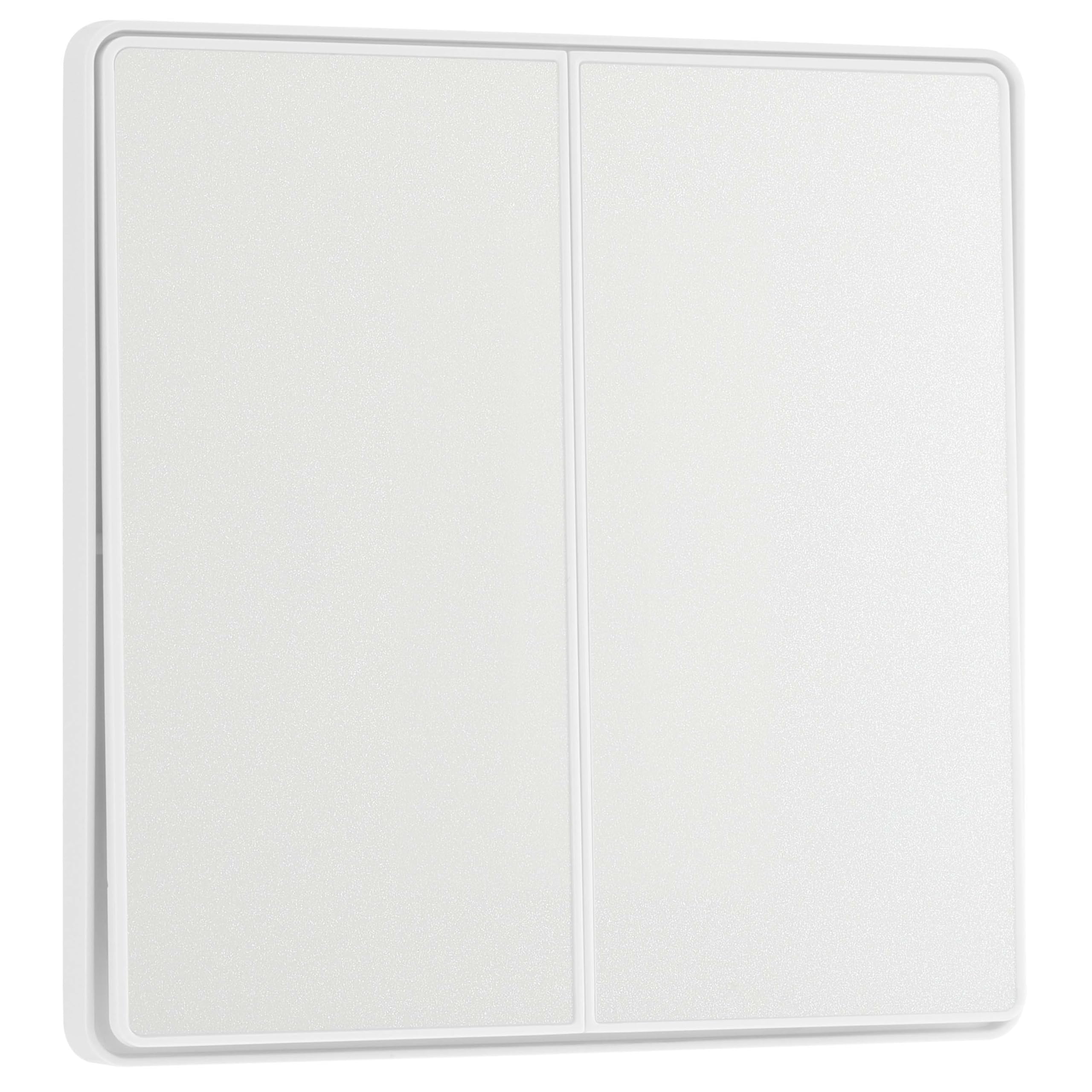 BG Electrical Double Wall Light Switch, 2-Way, Edge-to-Edge Rockers, Screwless Appearance, Round Edges, Evolve, Pearlescent White, 20A, 16AX, PCDCL42EW