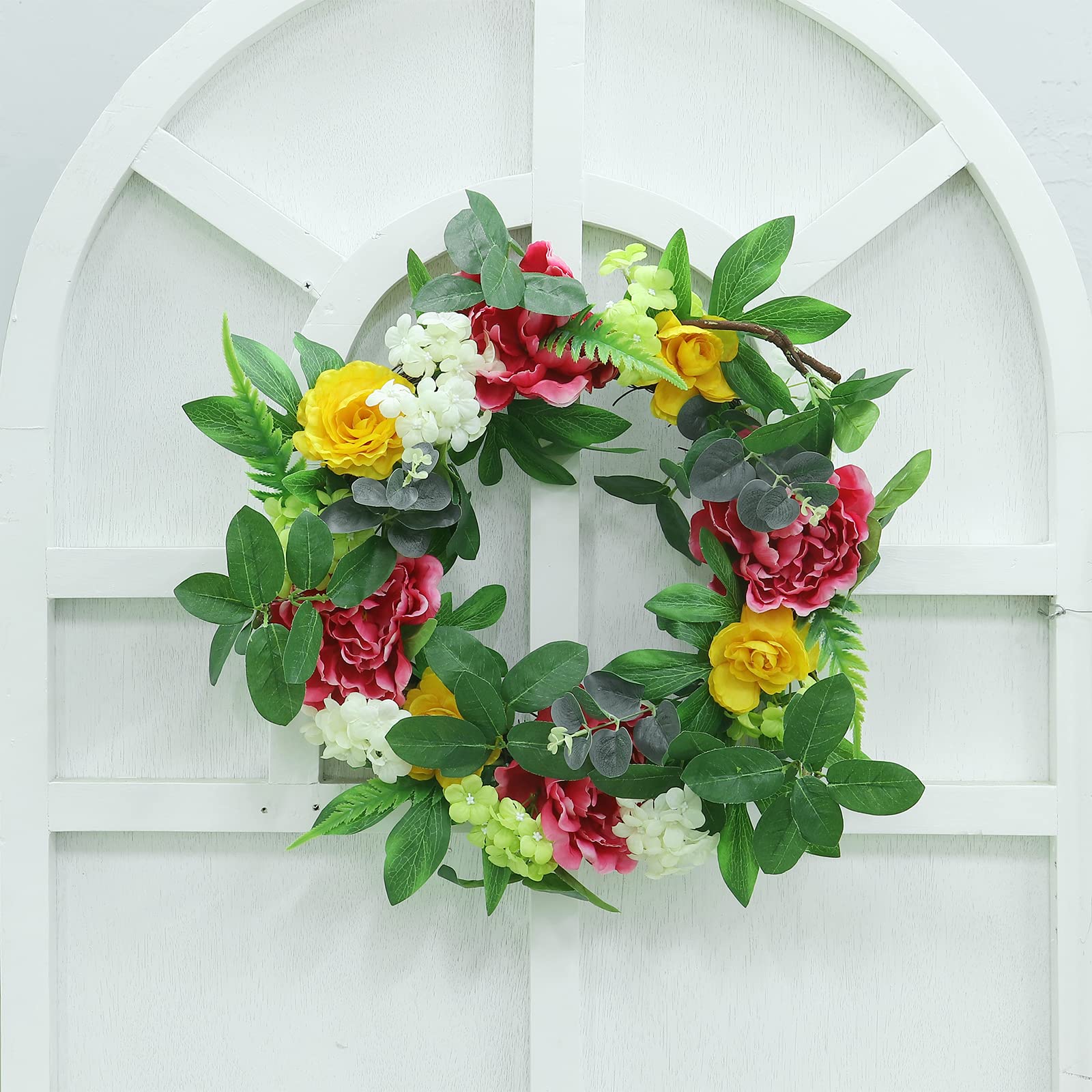 CIR OASES Corona De Primavera De 22 Pulgadas, Corona De Hortensias, image size:1600x1600