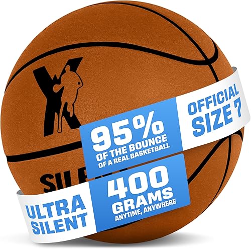 Miniatura 12 de Balón de baloncesto silencioso de tamaño oficial 7 (29.5"): Reforzado con 95% de rebote - Balón de baloncesto ultra silencioso para interiores con
