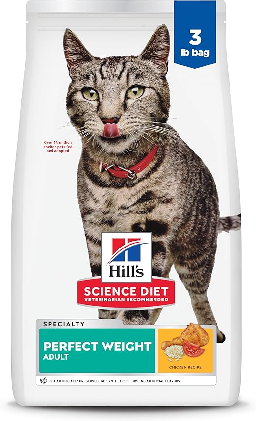 Hill's Science Diet Perfect Weight, Adult 1-6, Weight Management Support, Dry Cat Food, Chicken Recipe, 3 lb Bag Hill's Science Diet Perfect Weight, Adult 1-6, Weight Management Support, Dry Cat Food, Chicken Recipe, 3 lb Bag