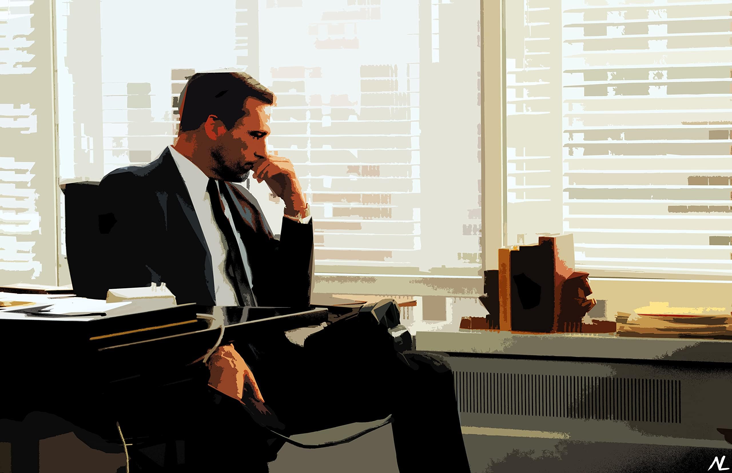 Don Draper Illustration - Mad Men Television Home Decor Pop Art Poster Print (11x17 inches)