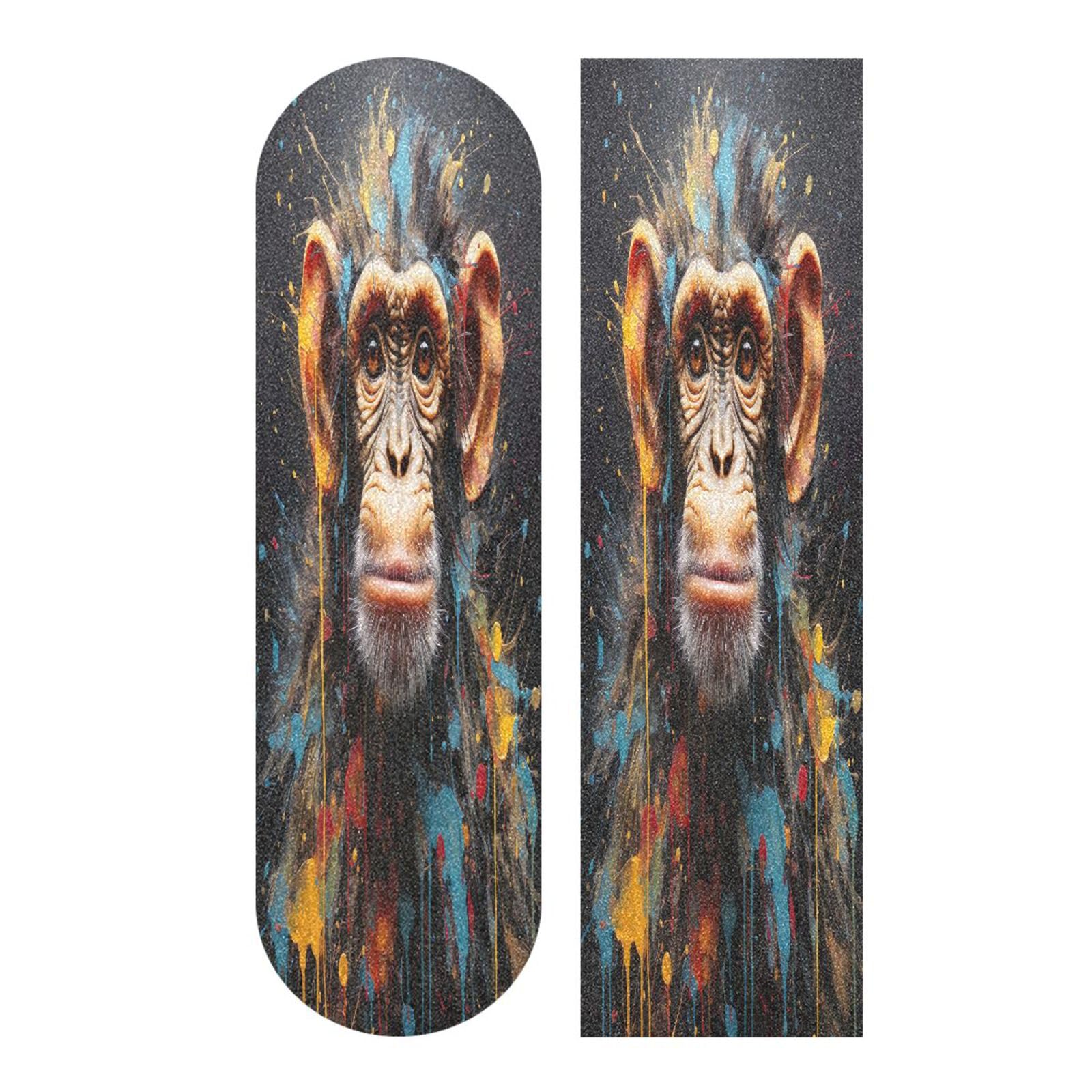 Coikll Watercolor Monkey Skateboard Grip Tape Deck Sandpaper for Rollerboard 10