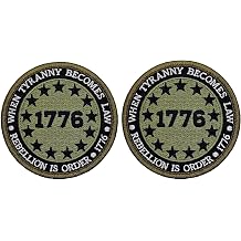 1776 Camo Green Round 2A Liberty Patch [3.0 X 3.0 - Hook Fastener Backing -PL7] 2PC for Jackets, Hats, Backpacks, Tactical Gears