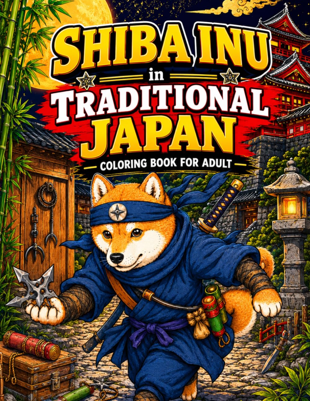 Shiba Inu in Traditional Japan: A Relaxing Adult Coloring Book Featuring Shiba Dogs, Temples, Festivals, Geisha, Samurai, and Japanese Culture