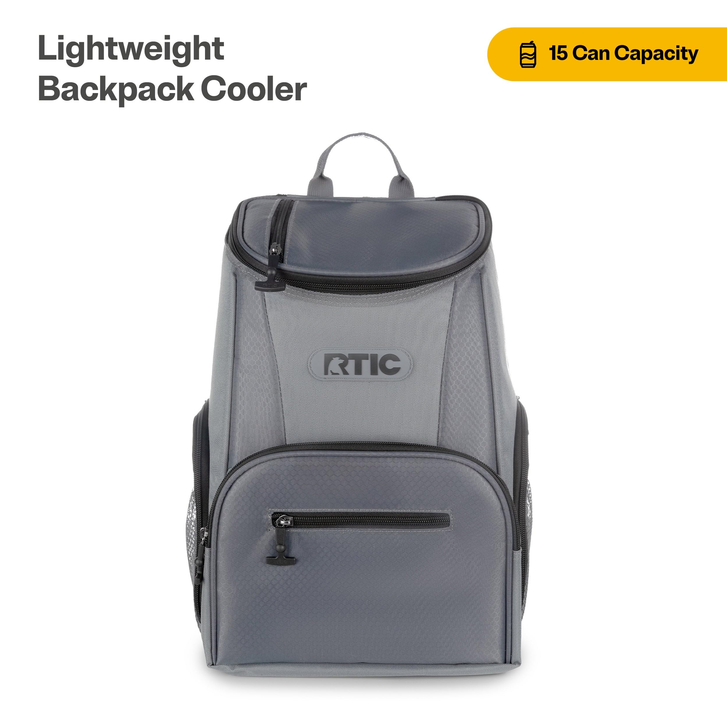 RTIC 15 Can Lightweight Backpack Cooler Soft Insulated Portable Bag for Lunch, Beach, Drink, Beverage, Travel, Camping, Picnic, Car, Hiking, Smoke
