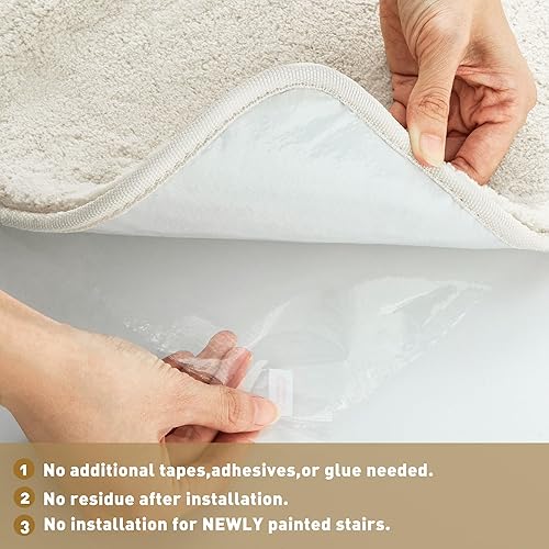 Miniatura 31 de PURE ERA Alfombra de aterrizaje para escaleras, ultra felpa, suave, antideslizante, resistente a la cinta, sin cinta, alfombra de baño, lavable