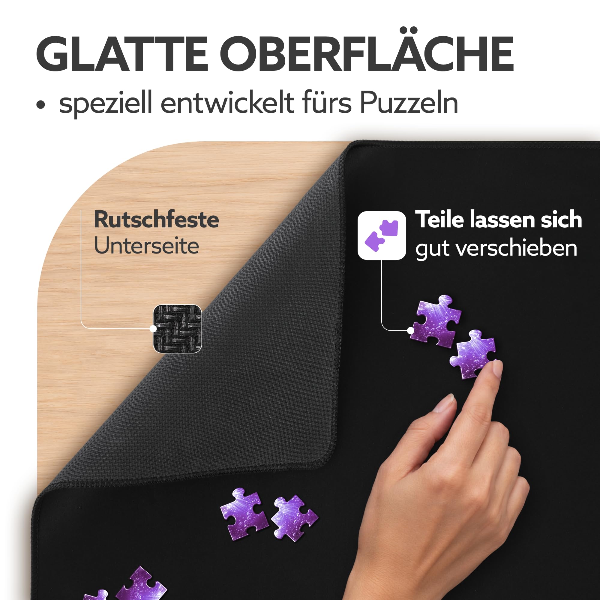 Bodenständig® Puzzlematten für Puzzle bis 3000 Teile – Doppelgurtsystem | In allen Größen Puzzlematte 3000 Teile – Sicheres Aufrollen & Verstauen – Puzzle Matte 100 x 150 cm