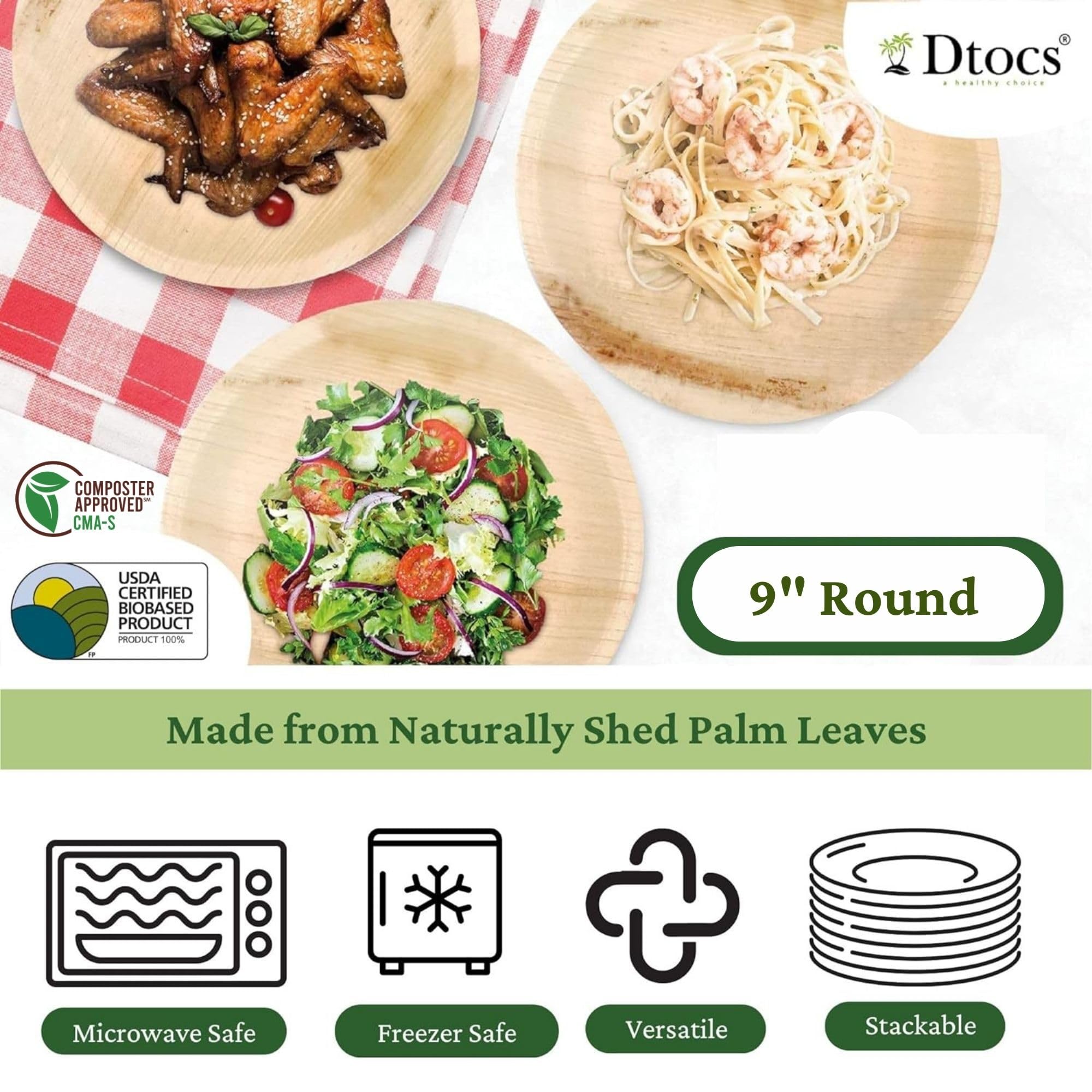 Amazon.co.jp: Dtocs ヤシの葉皿セット (50ピース) 竹皿のような9