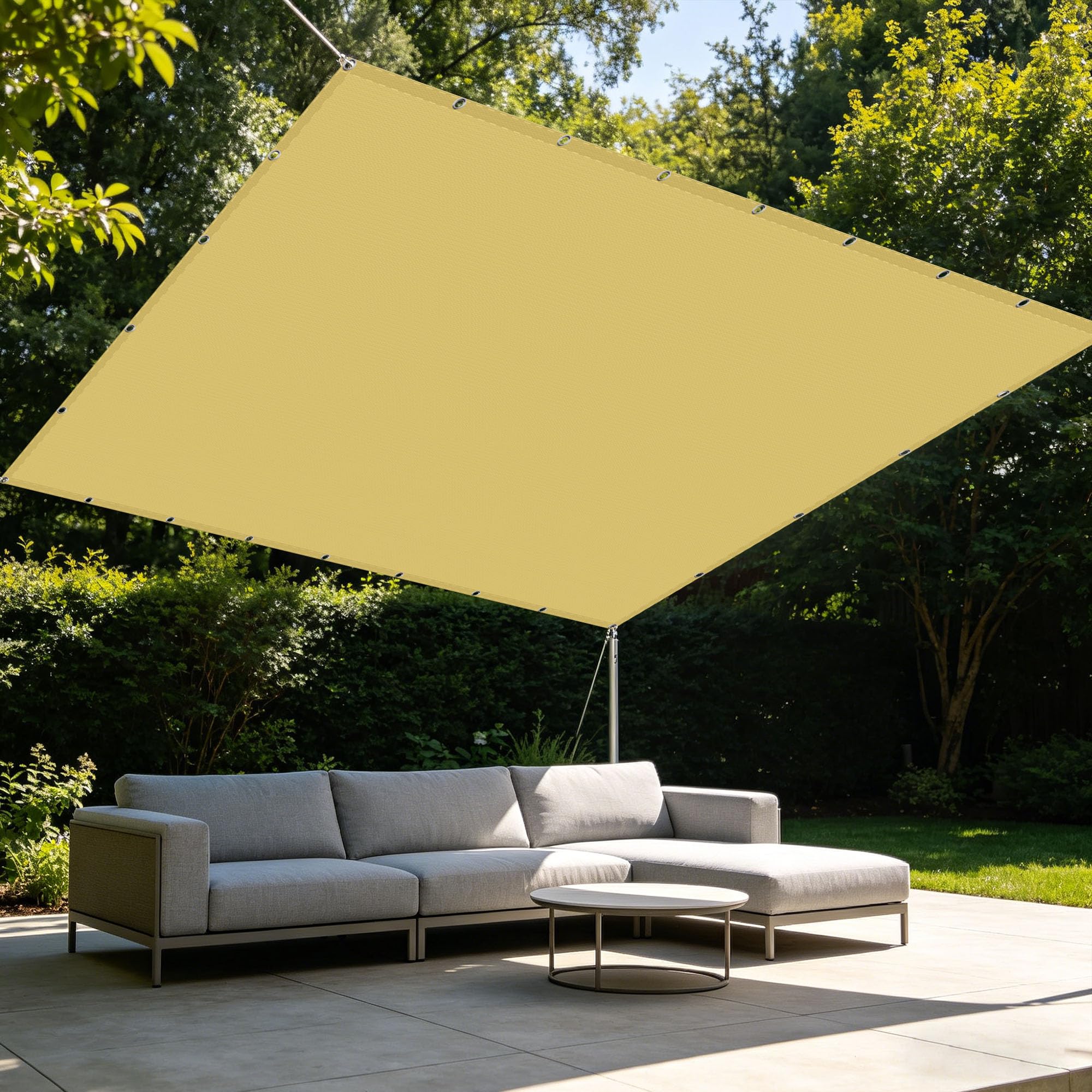 Voile d'ombrage haut de gamme 4.5 x 6.5 m extérieur sable