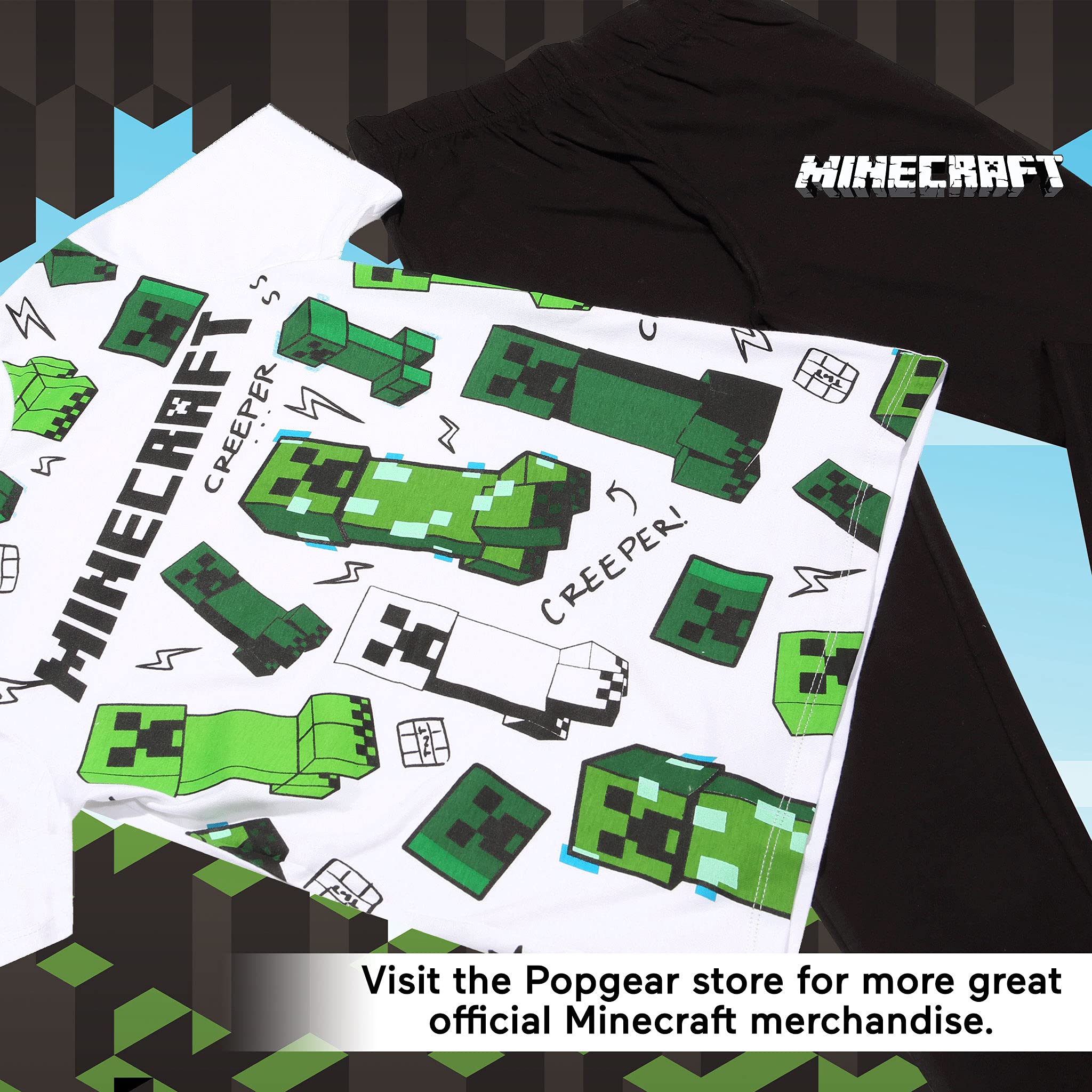 Minecraft Boys T-shirt Tops + Shorts Pajamas Set Nightwear Outfits Summer