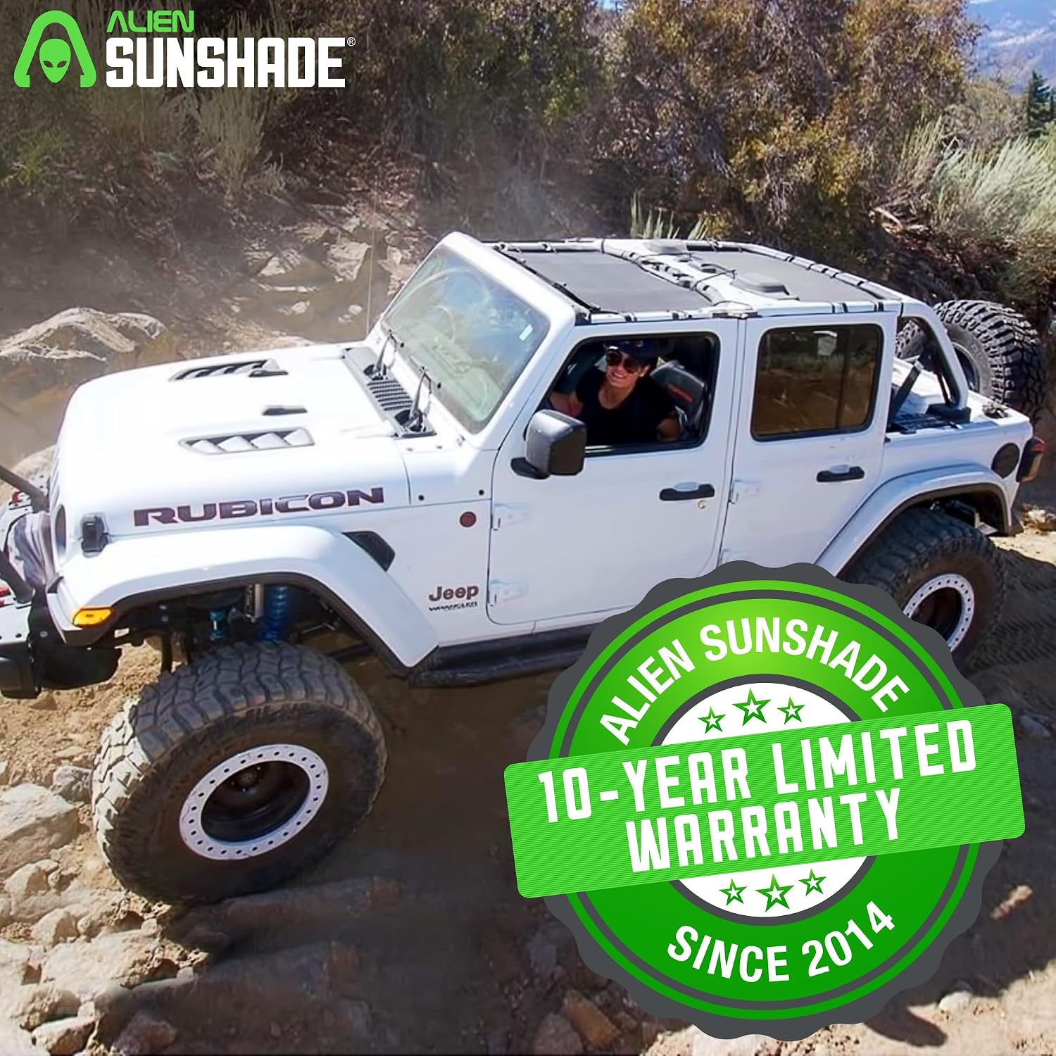 Alien Sunshade Jeep Wrangler JLU (2018 - Current) – Front & Rear Mesh Sun Shade for Jeep JL Unlimited - Blocks UV, Wind, Noise - Bikini JLkini Top Cover for Sport, Sport S, Sahara, Rubicon (Red)