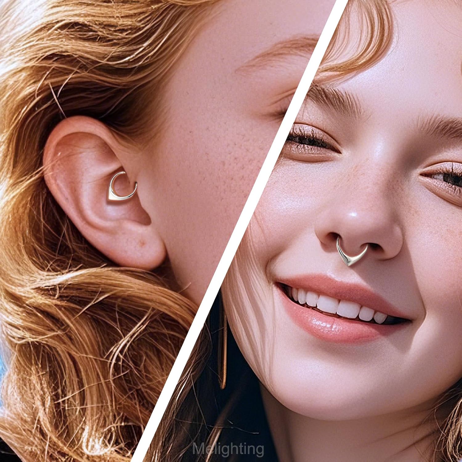 Melighting 16G Septum Ring Stainless Steel 316L Daith Piercing Jewelry 8/10 mm Helix Stud Septum Clicker for Women - Image 2