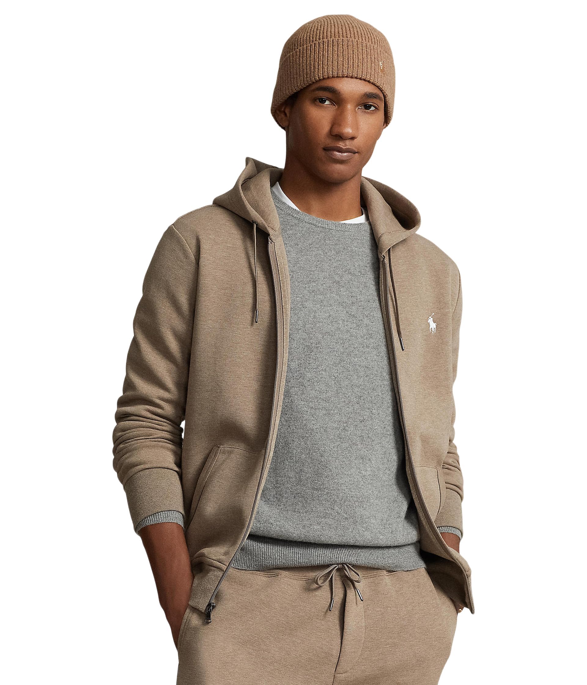 POLO RALPH LAUREN Men's Double-Knit Full-Zip Hoodie, Cedar Heather